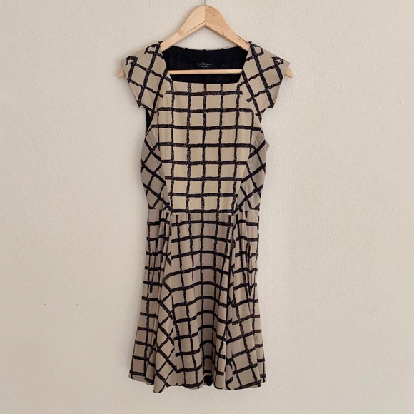 Rag & Bone Lorie Windowpane Print Flare Dress 2 - Picture 3 of 7